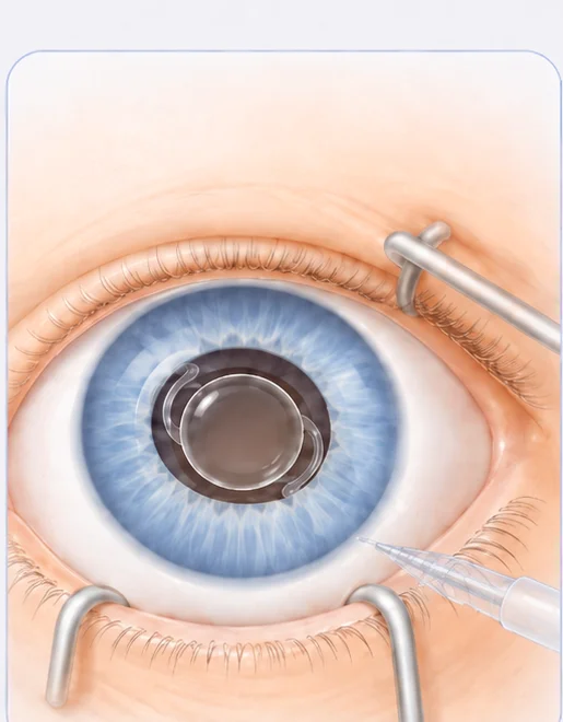 Diagram of an intraocular lens implanted in the eye